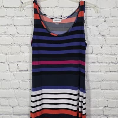 Calvin Klein Women's Size 6 Multicolored Sleeveless Striped Dress