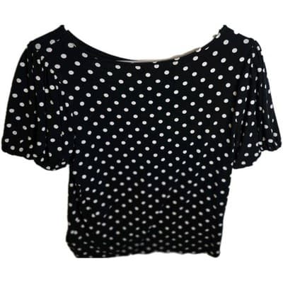 Lauren Ralph Lauren Womens Large Black W/Polka Dots Shirt