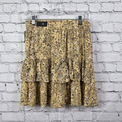 Maurices Women’s Sz Small Yellow Floral 100% Rayon Skirt