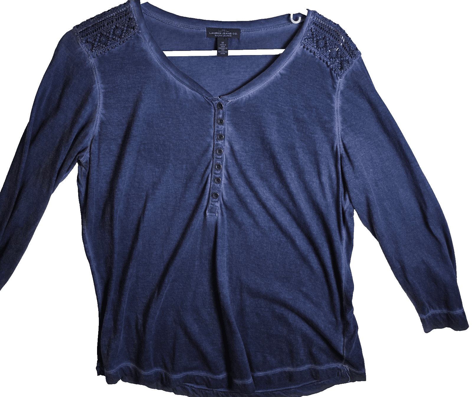 Lauren Ralph Lauren Women's Blue Boat Neck Top, Size M, Short Sleeve