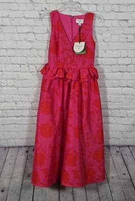 Kate Spade Women's Size 0 Classic Rose Peplum Midi Dress NWT