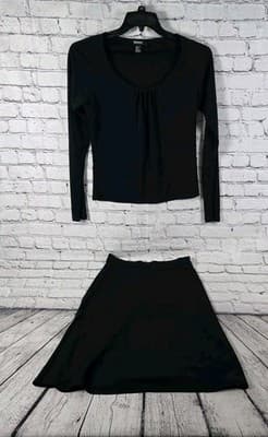 DKNY Women's Small Blk Rayon Two - Piece Skirt Set
