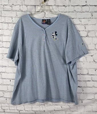 Vtg Mickey Women's Sz 26 Blue Striped Embroidered Shirt
