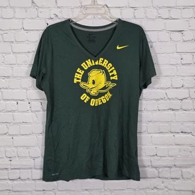 Nike Women's XL Green U of Oregon Dri-Fit V-Neck T-Shirt