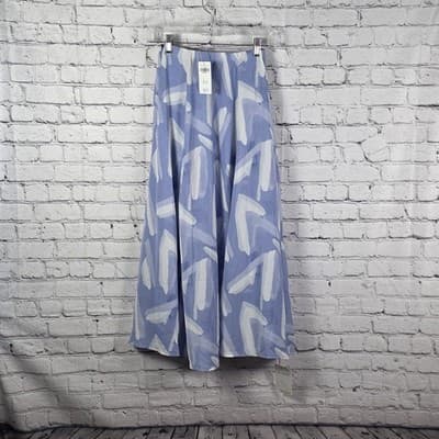 Abercrombie & Fitch Sz XXSP Blue White Abstract Brushstroke Wrap Maxi Skirt
