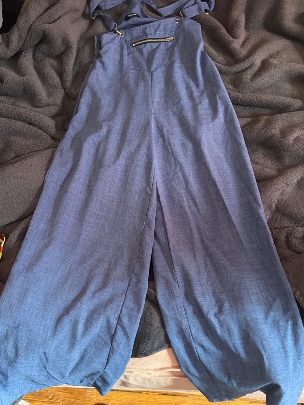 Wide Leg Blue Jumpsuit Overalls