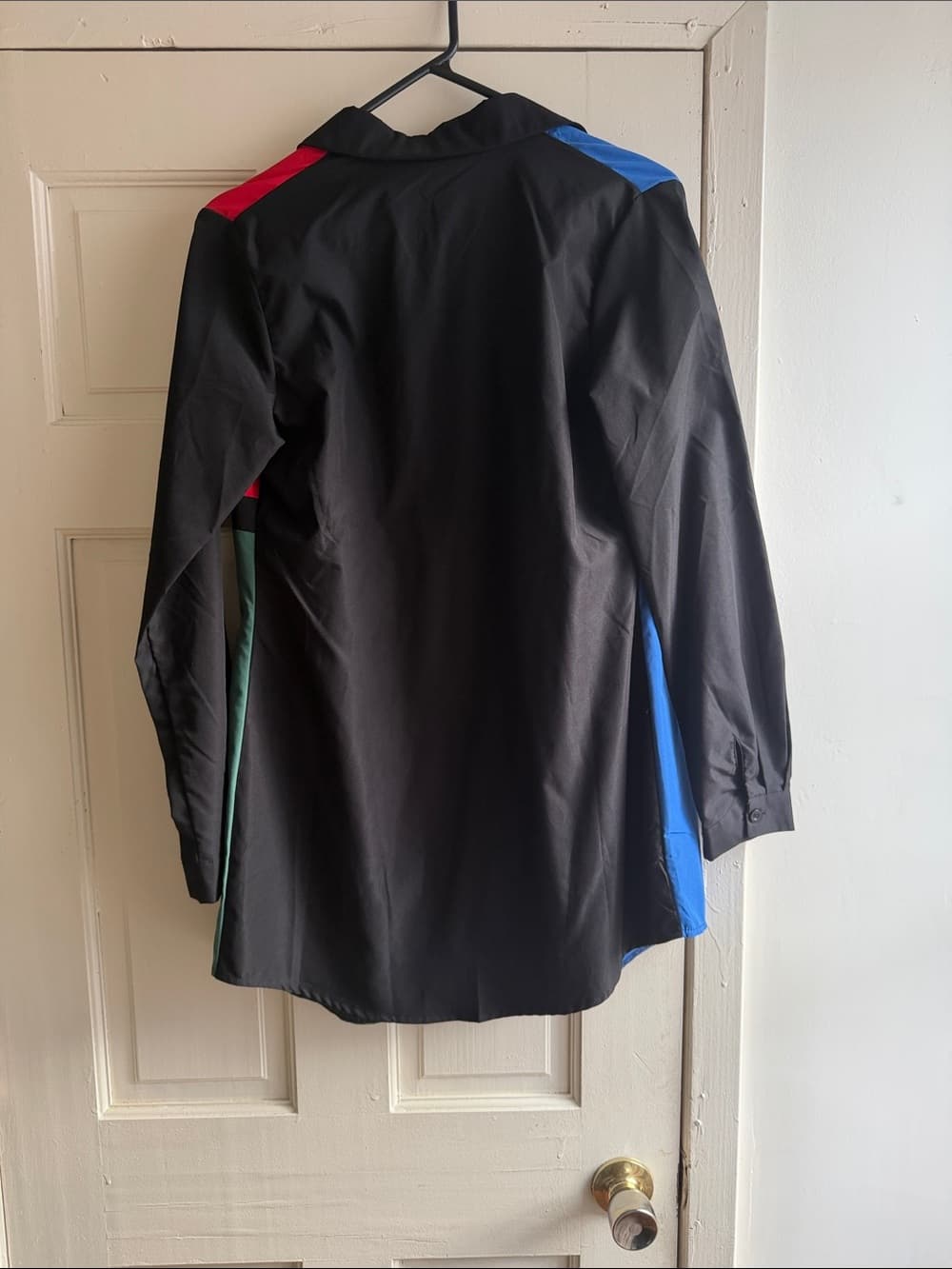 SHEIN Colorblock Button-Down Shirt Jacket in Black, Red, Blue, Yellow, Green
