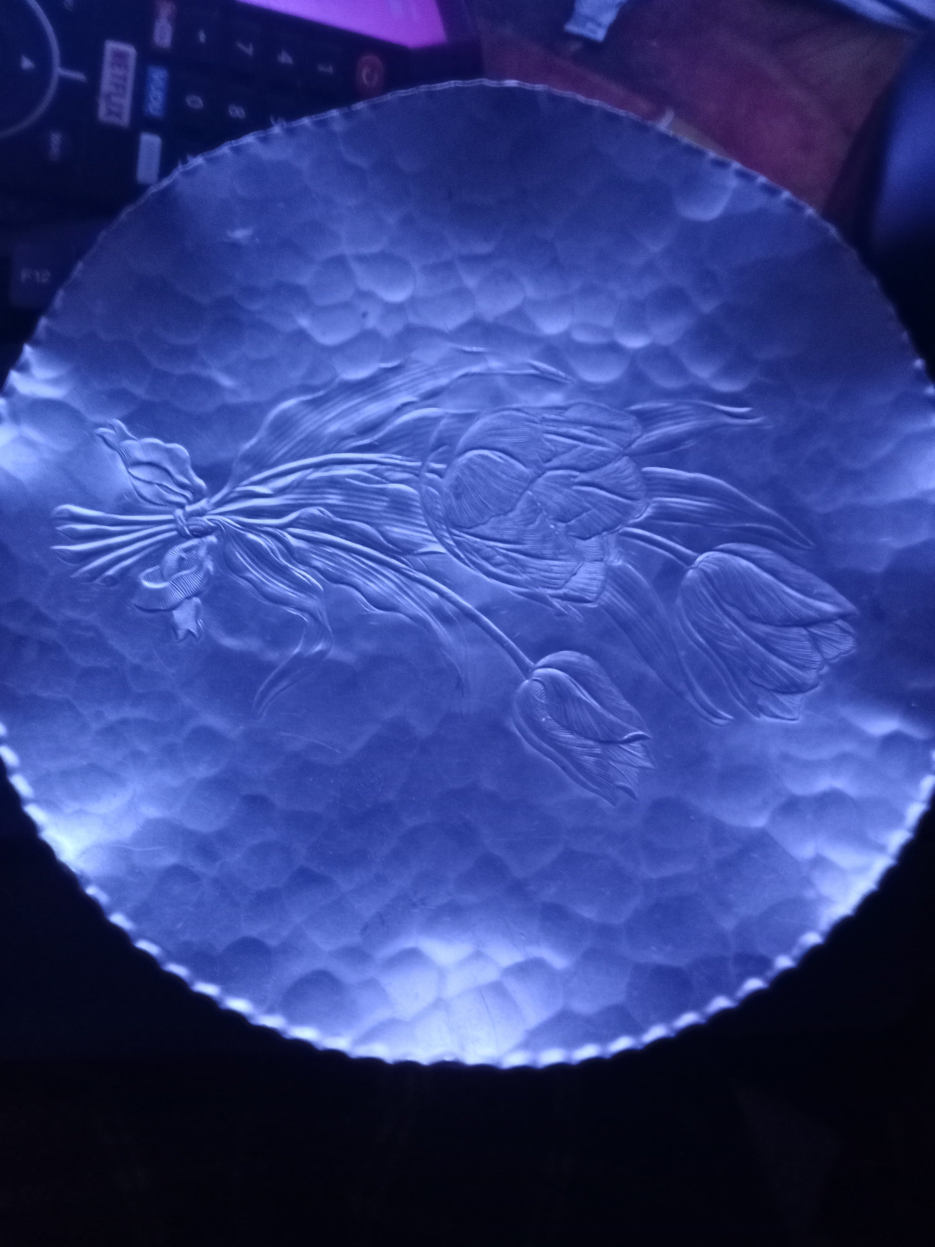 Decorative Metal Plate with Floral Design