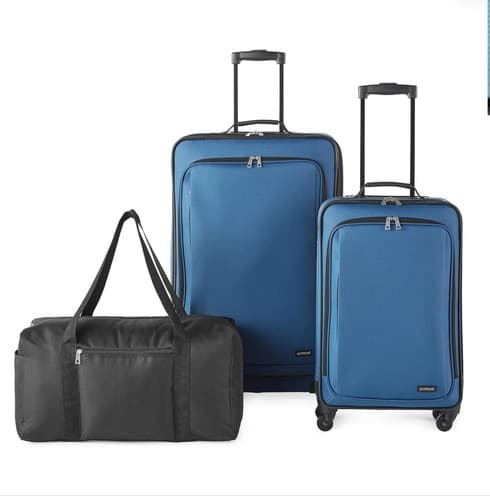 Protocol Teton Softside 3-Pc. Luggage Set Deep Blue New Ships Fast
