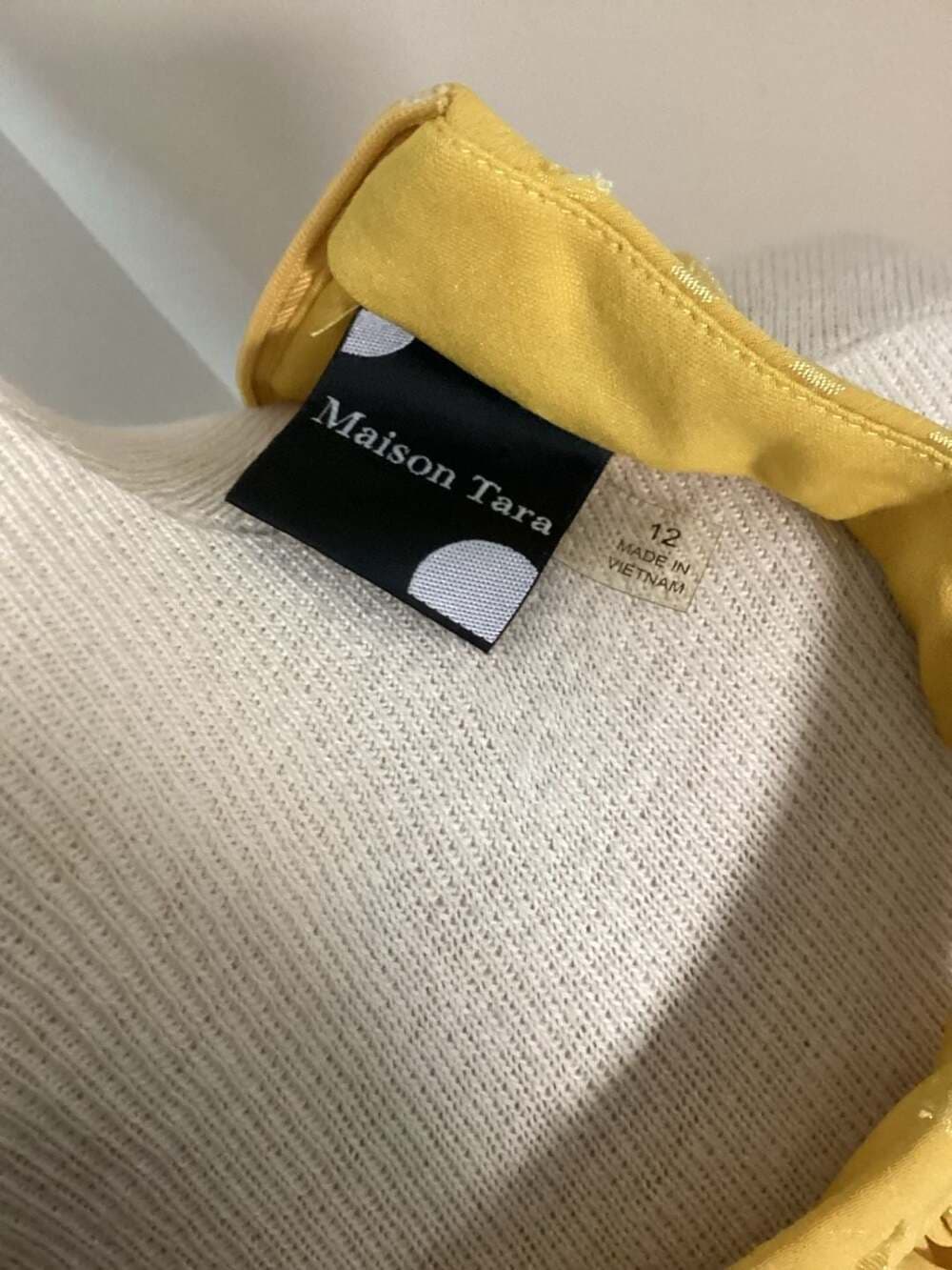 Maison Tara Yellow Metallic Jacquard High-Low Halter Dress Size 12