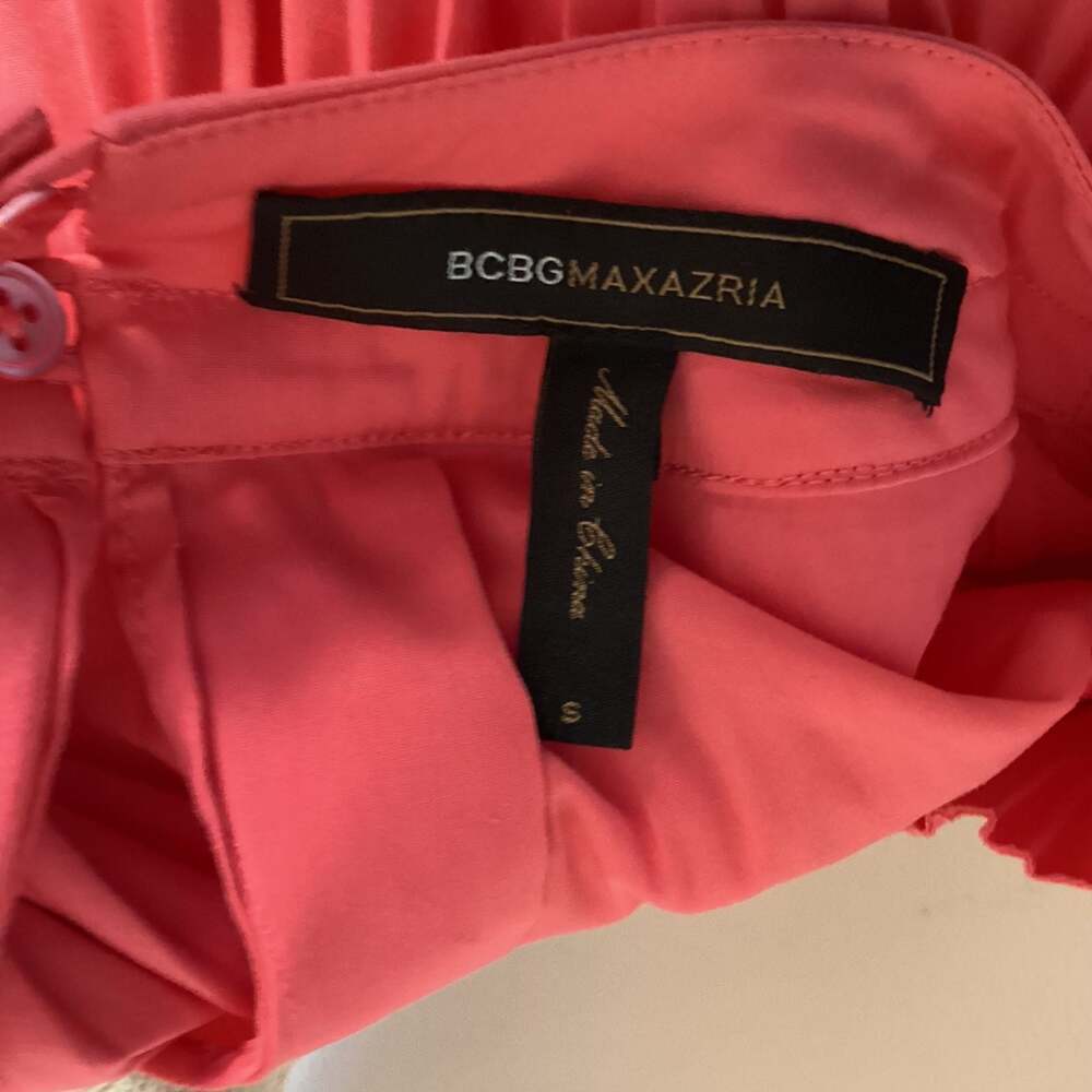 BCBG PINK PLEATED TIE SLEEVELESS TAFFETA TOP