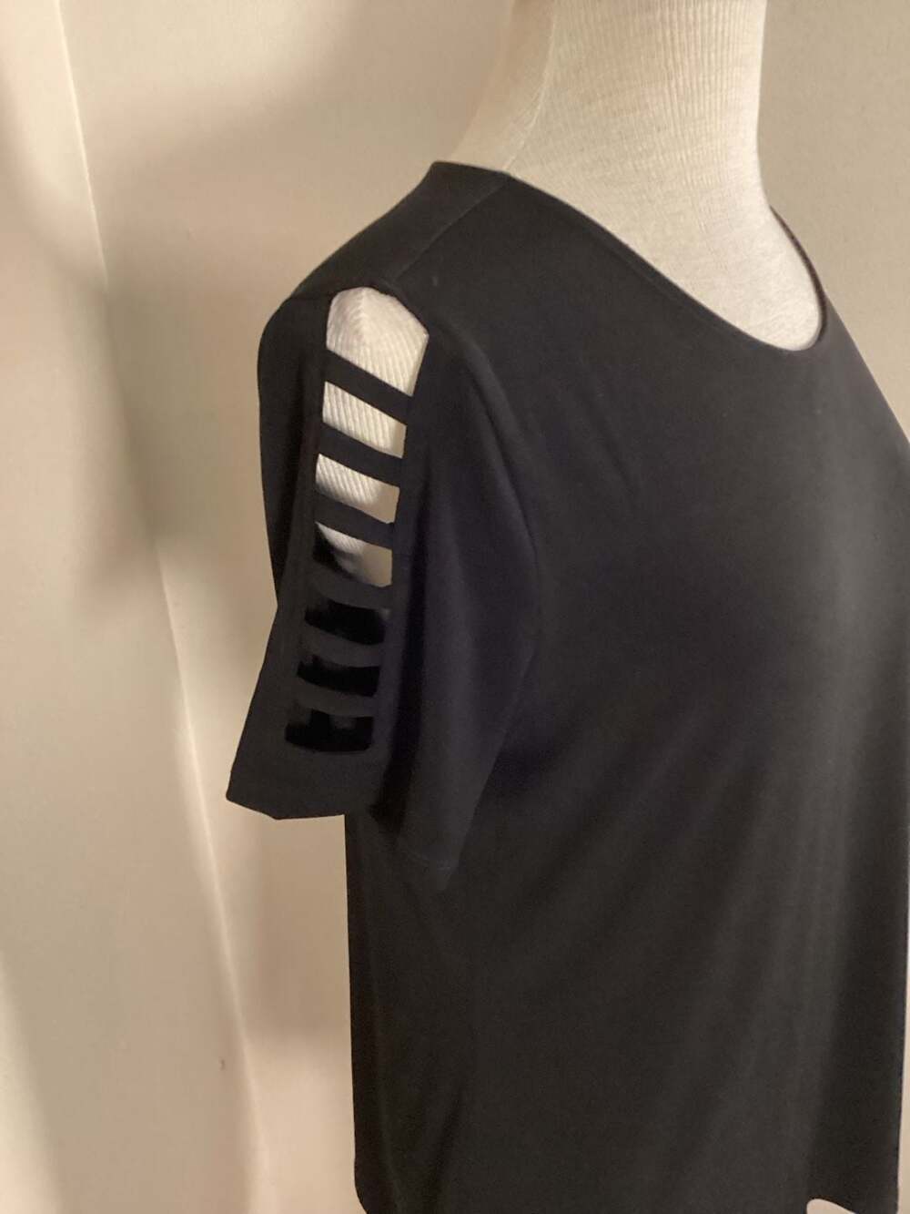 NWT Michael Kors Black Ladder Cut-Out Short Sleeve Top