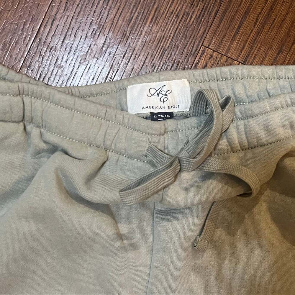 American Eagle Fleece Drawstring Jogger Sweatpants in Sage Green