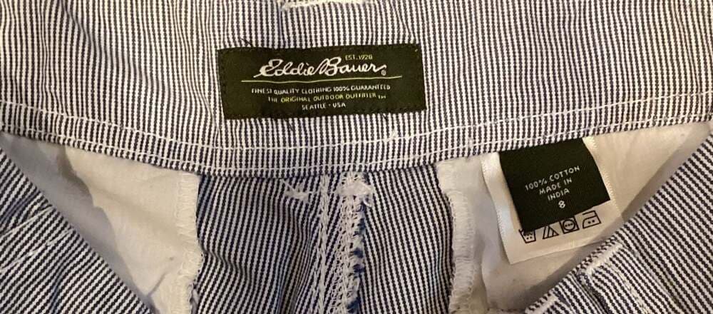 Eddie Bauer Women's Size 8 Blue White Pinstripe Cuffed Shorts