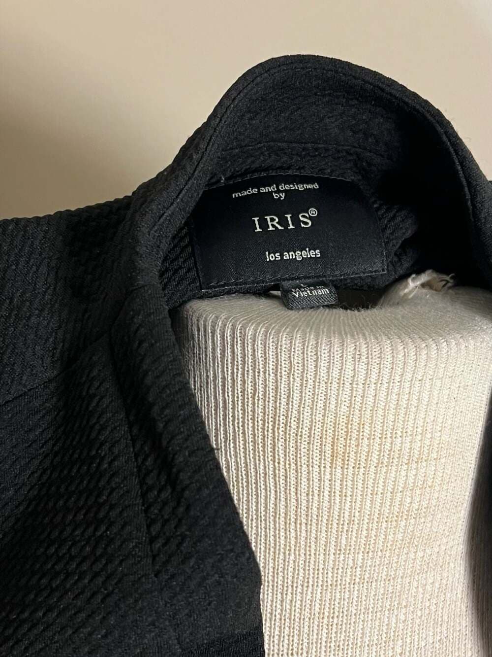 IRIS Los Angeles Black Textured Open Front Blazer Jacket Size L