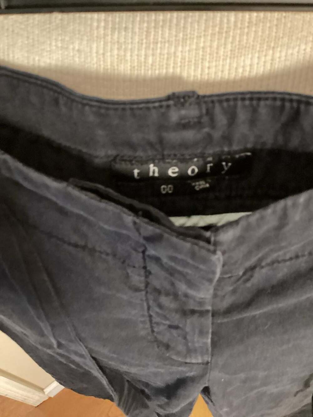 Theory Dark Navy Cotton Tie-Waist Crop Wide Leg Cargo Pants Size 00
