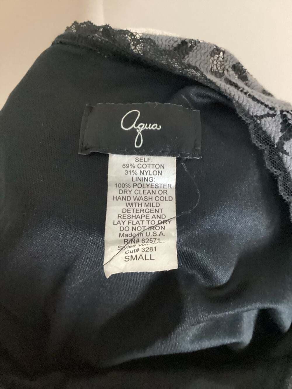 Aqua Grey & Black Rose Lace Ruffle Hem Sleeveless Mini Dress Size Small