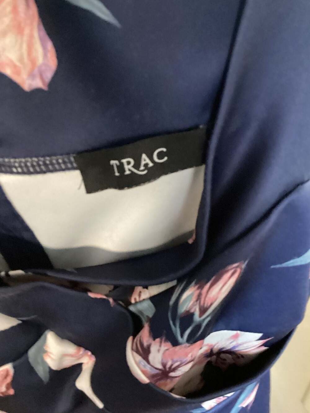 TRAC Navy Blue Floral Short Romper with Cross Front Bodice