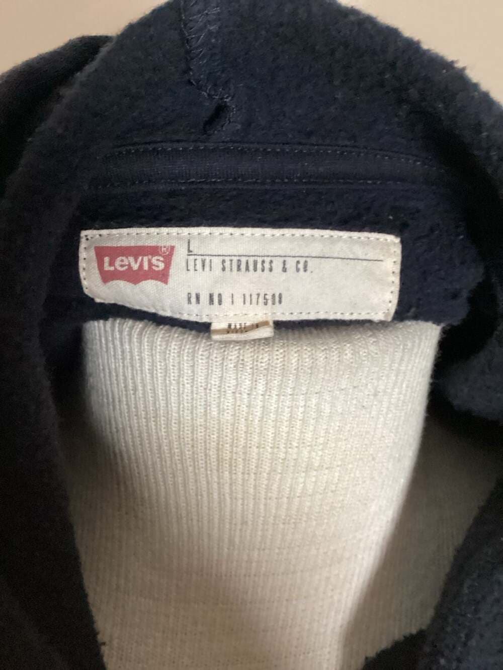 Levi's California Bear Graphic Hoodie Navy Blue Size Large