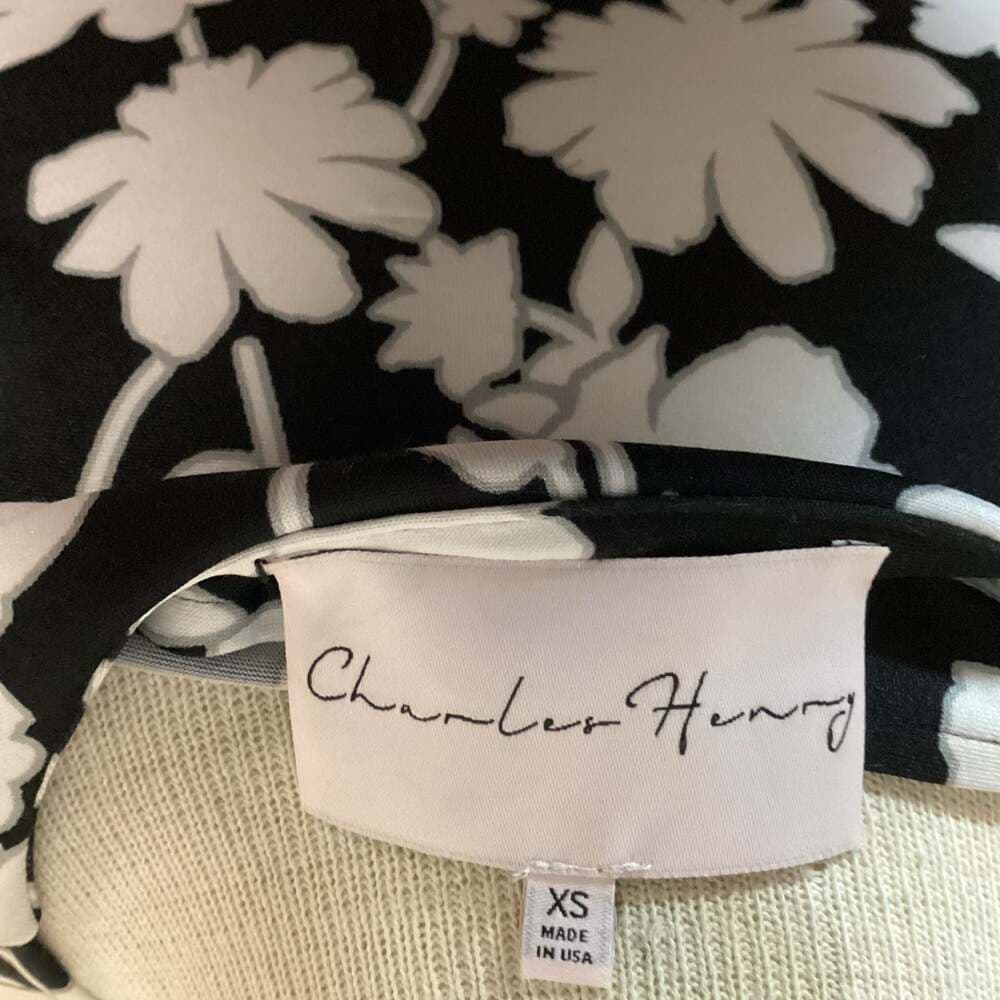 Charles Henry Black and White Floral Wrap Dress Size XS