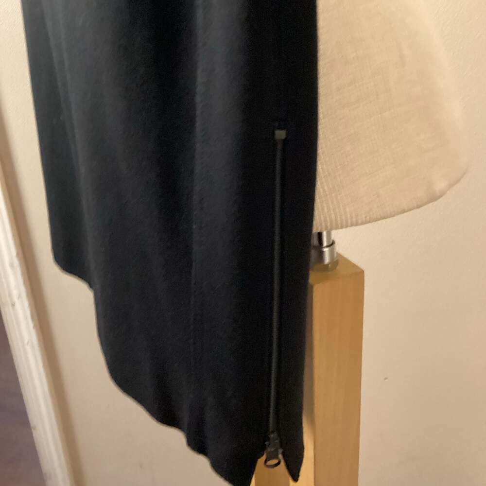Lynn Ritchie Silver Black Ponte Knit Pencil Skirt with Side Zip Seam