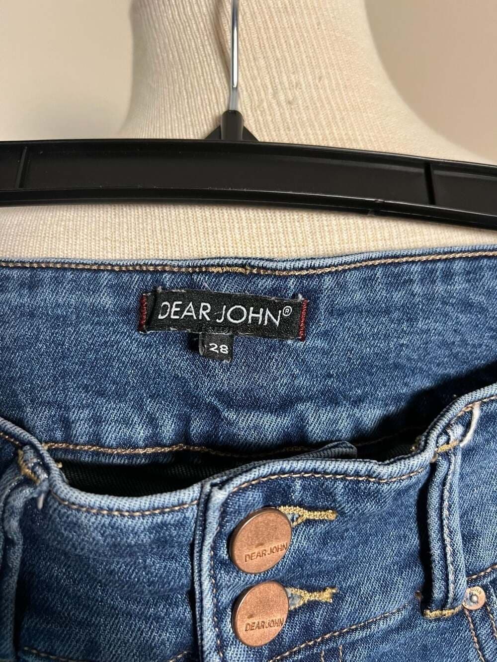 Dear John High Rise Flare Jeans with Frayed Hem Size 28