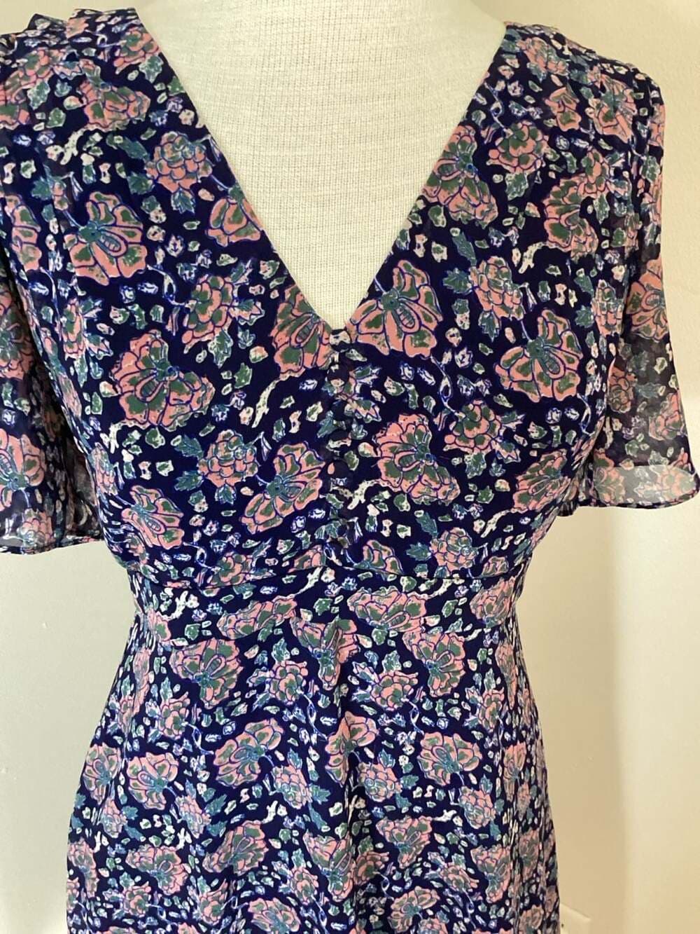 Madewell Floral Print V-Neck Mini Dress Size 4