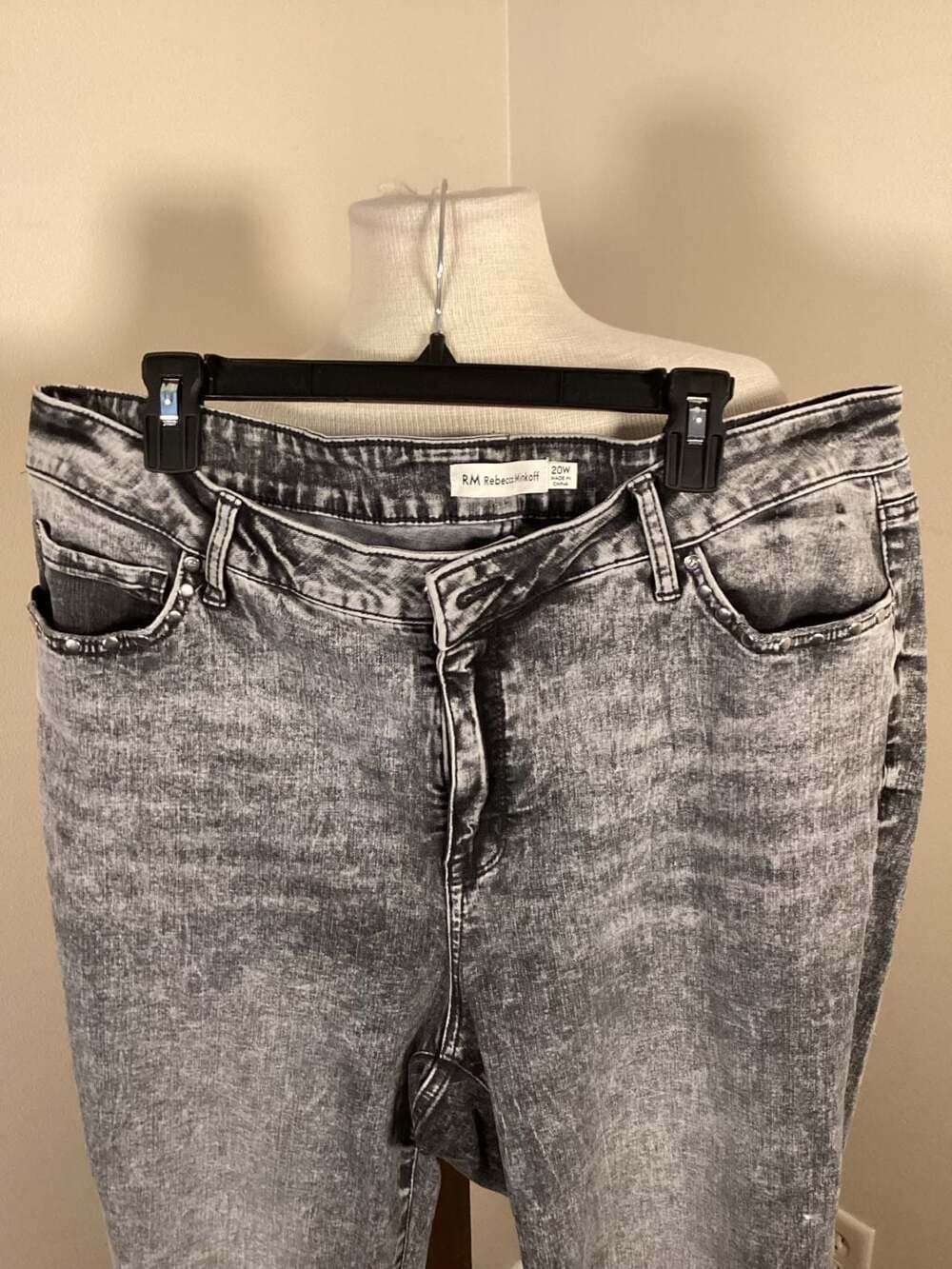 RM Rebecca Minkoff Grey Acid Wash High Rise Straight Leg Jeans Size 20W