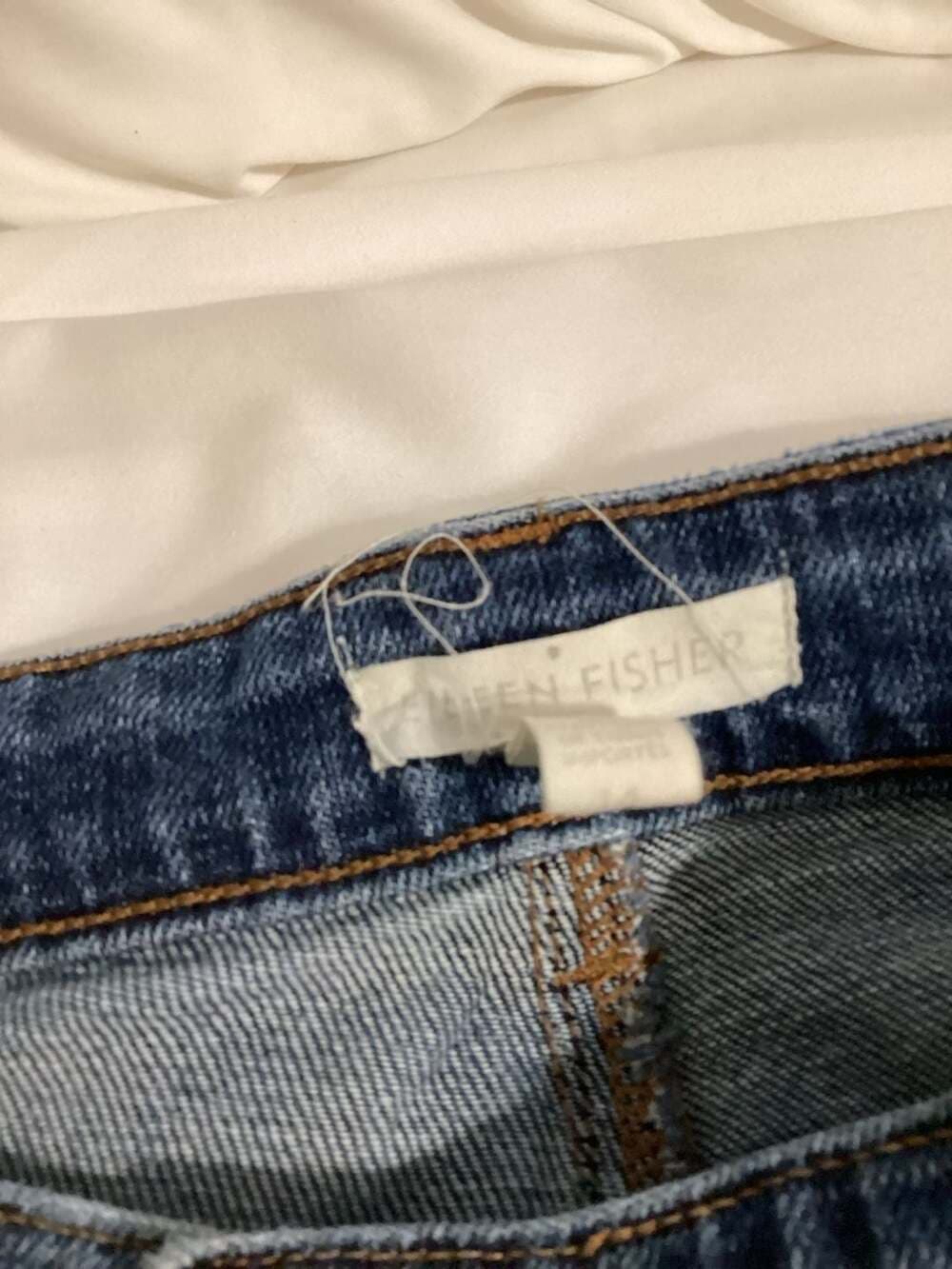 Eileen Fisher Organic Cotton Stretch Slim Ankle Jeans Wash Size 14