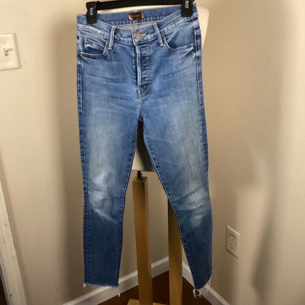 MOTHER The Looker High Rise Skinny Jeans With Frayed Hem