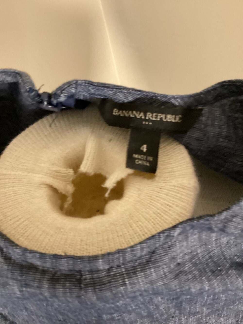 Banana Republic Blue Linen Blend Sleeveless Peplum Top with Back Zipper
