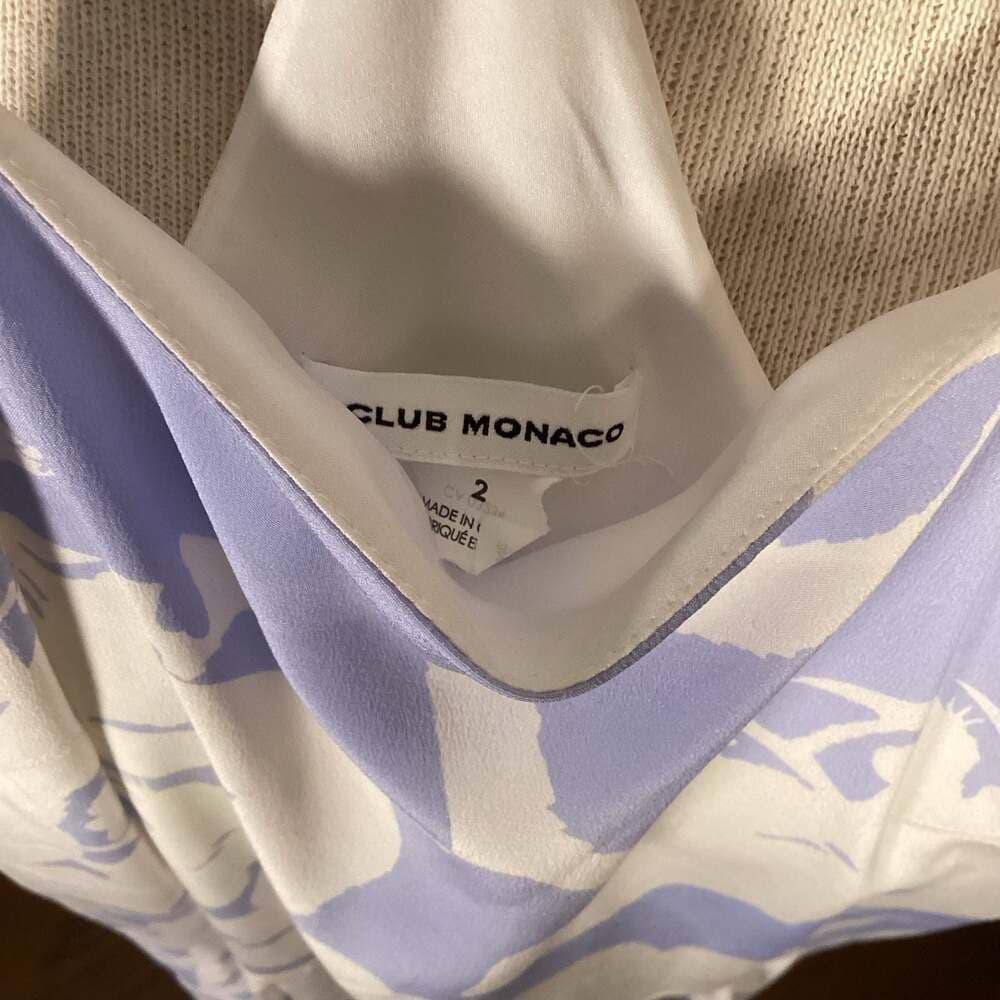 Club Monaco Purple and White Floral Halter Drop-Waist Mini Dress