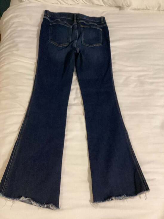 SPANX Flare Jeans in Midnight Shade with Raw Hem