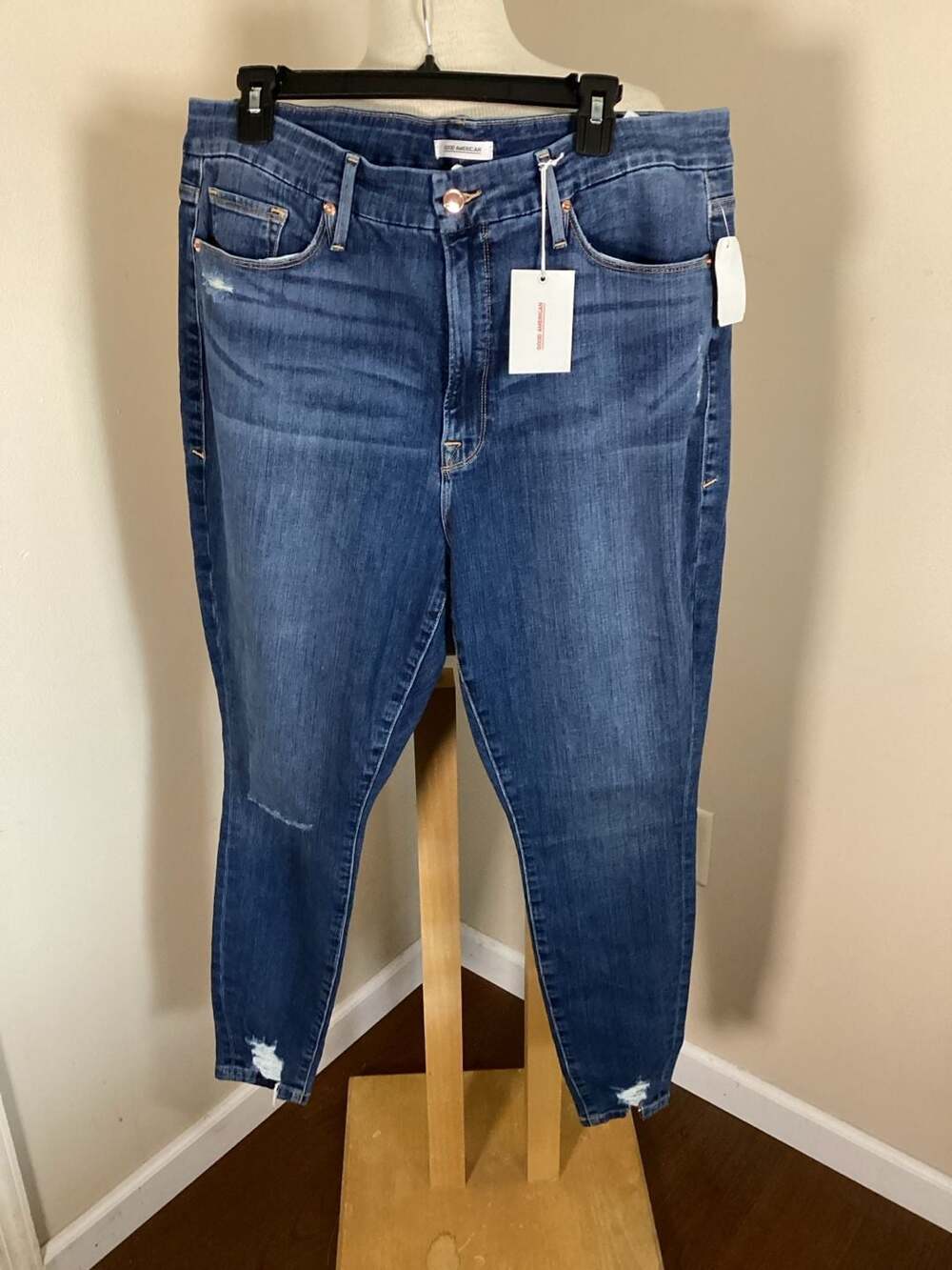 Good American Good Waist Distressed Skinny Jeans Size 16