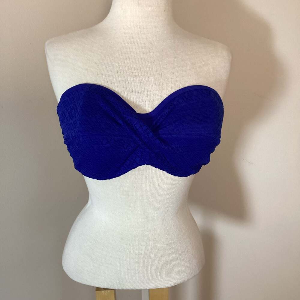 Panache Swim Anya Riva Crochet Bandeau Bikini Top Blue 36E