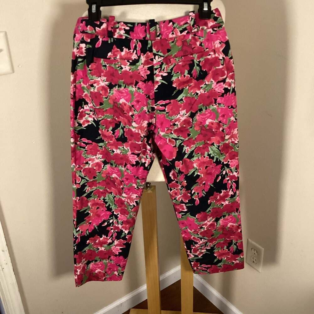 Talbots Petites Floral Print Signature Fit Cropped Chino Pants Size 4p