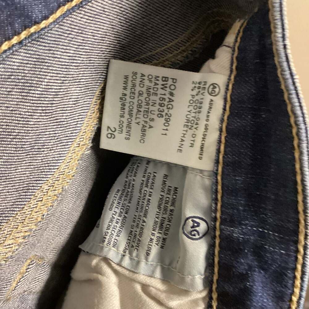 AG Adriano Goldschmied The Stilt Roll Up Cigarette Distressed Jeans Size 26