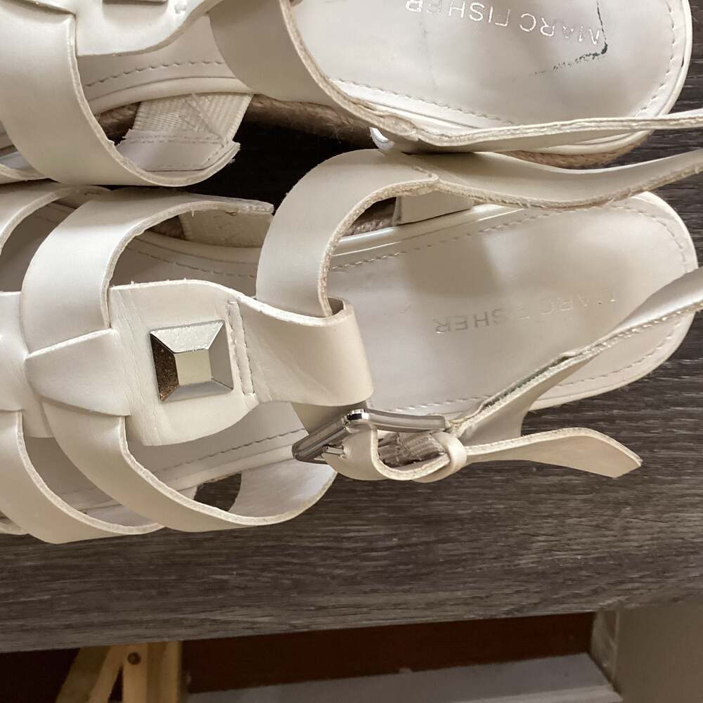 Marc Fisher White Gladiator Espadrille Platform Sandals Size 10M
