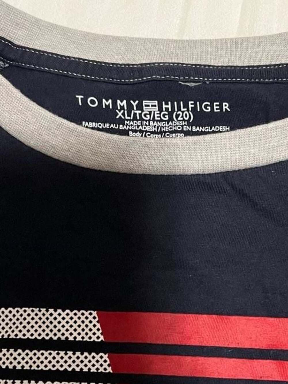 Tommy Hilfiger Boys Navy & Grey Raglan Long Sleeve Graphic T-Shirt Size XL (20)