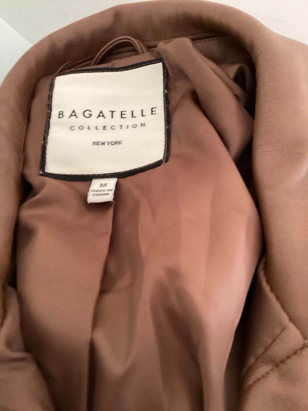 Bagatelle Collection Brown Faux Leather Trucker Jacket Size M