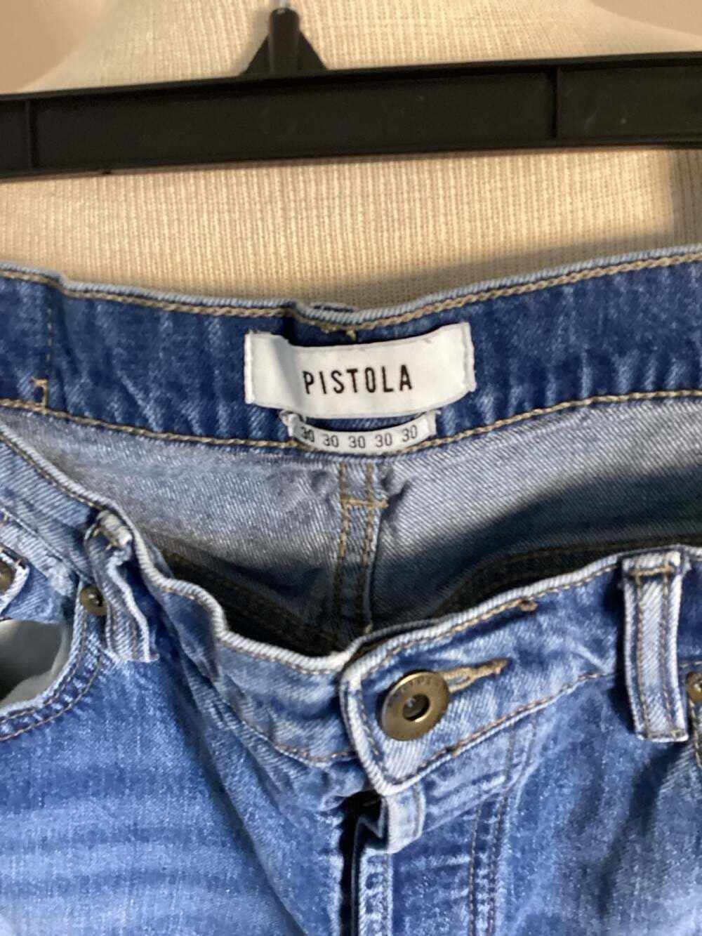 Pistola Denim Distressed Straight Leg Cropped Jeans Size 30