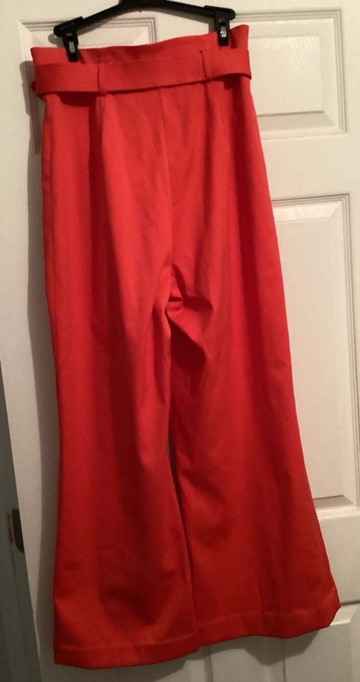 Antonio Melani Red High-Waisted Belted Wide Leg Pants Size 8