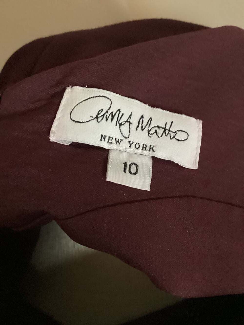 Amy Matto New York V-Neck Criss Cross Waist Sheath Dress Burgandy Size 10