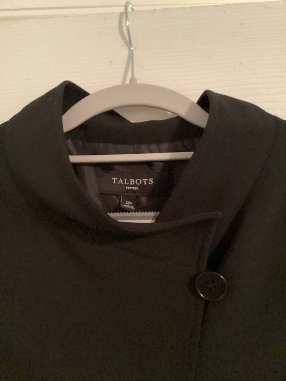 Talbots Petites Black Asymmetrical Button Front Jacket Size 12P