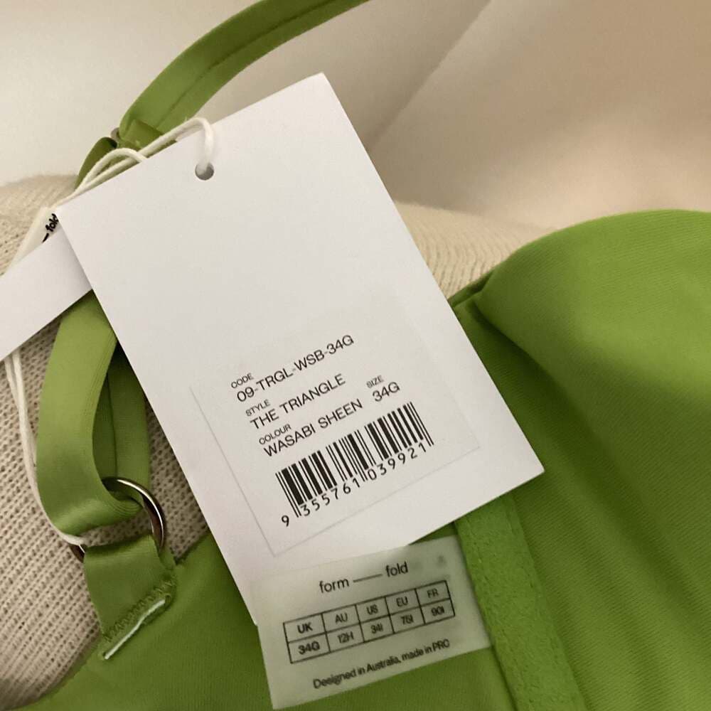 Form and Fold The Triangle Bra in Wasabi Sheen Size 34G