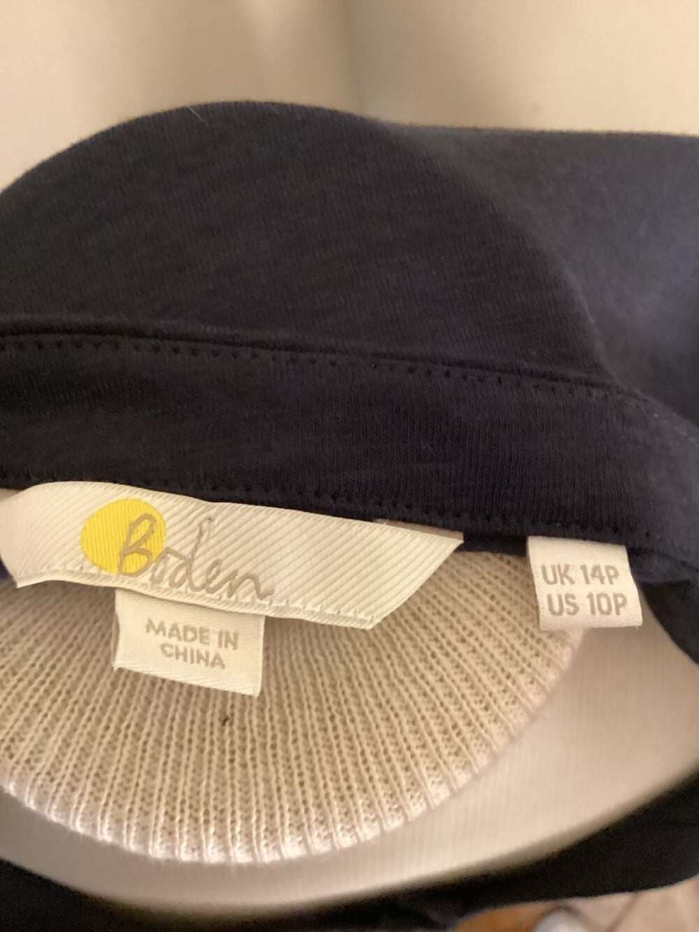 Boden Sabina Navy Blue Cotton Jersey Button Front Scoop Neck Long Sleeve Tunic D