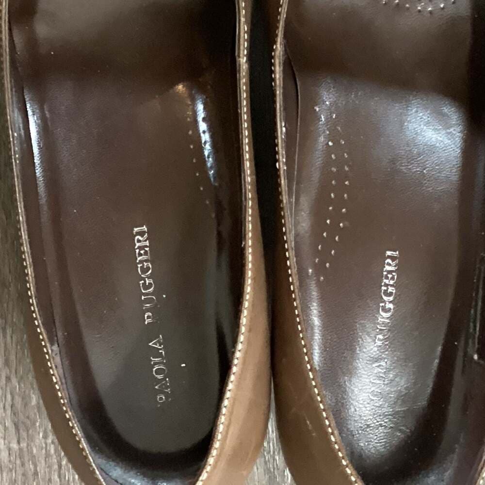 Paola Ruggeri Brown Leather Square Toe Pumps Size 7