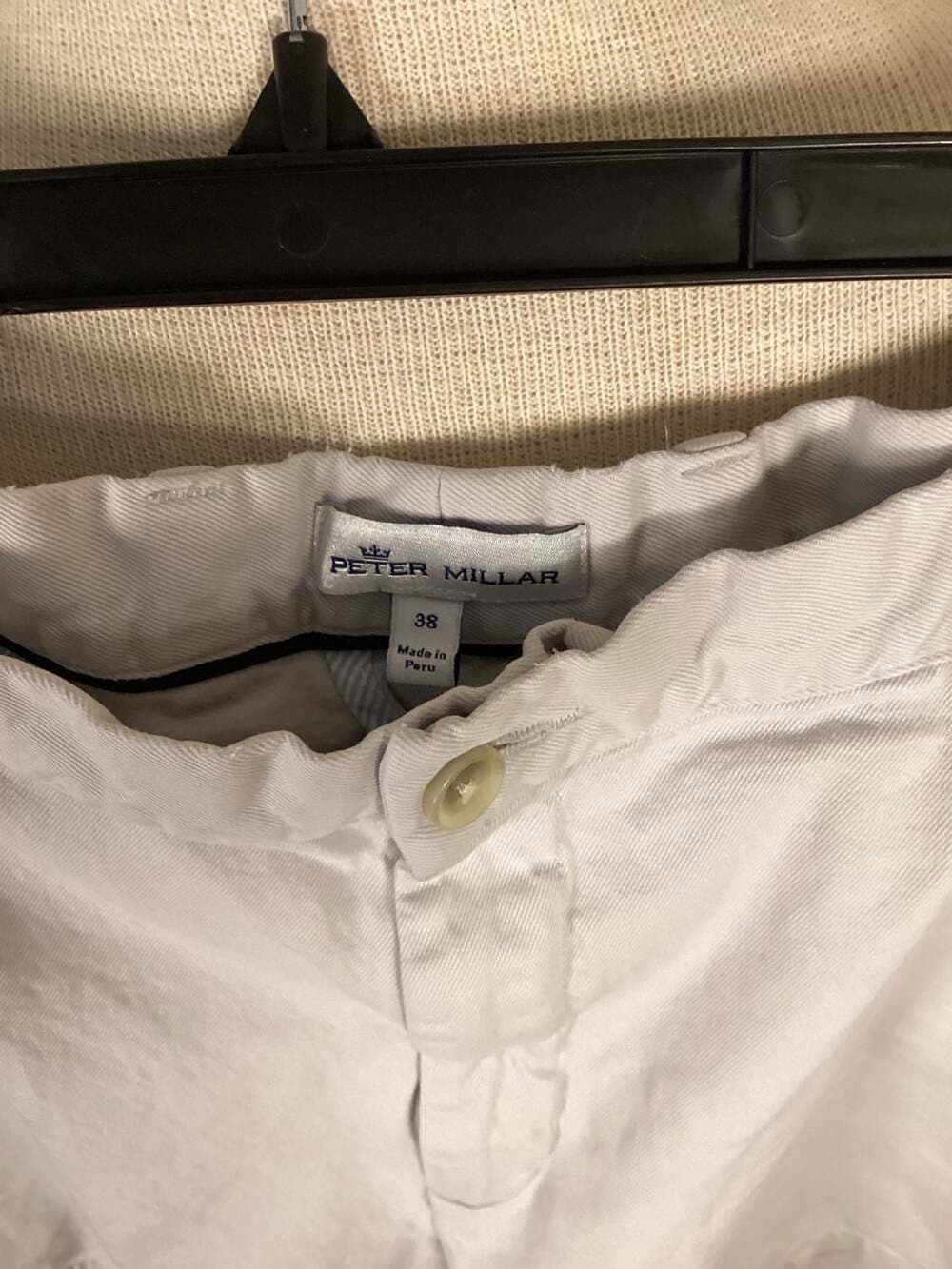 Peter Millar Men's White Flat Front Cotton Sateen Shorts Size 38