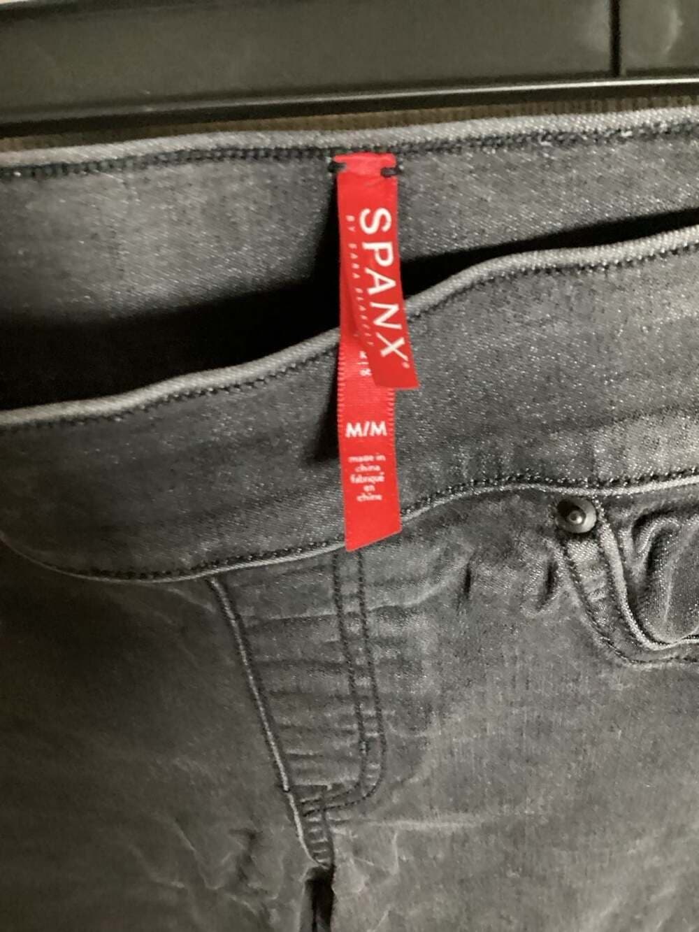 Spanx Distressed Black Denim Leggings Size M