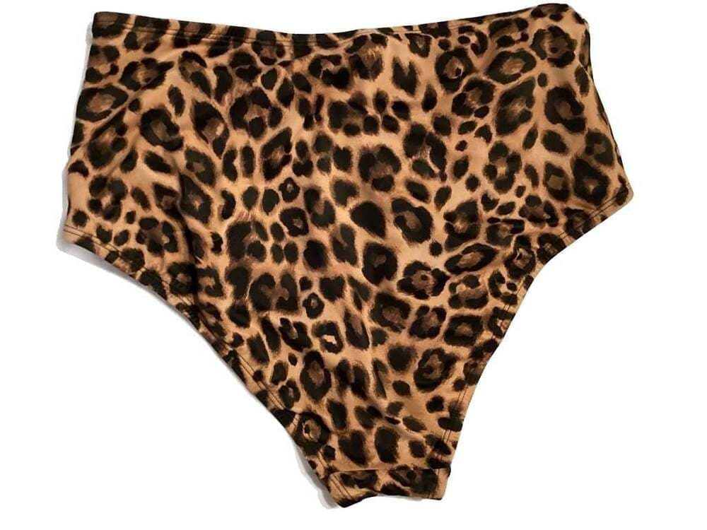 White House Black Market Leopard Print High-Waist Ruched Bikini Bottom Size M
